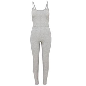 Better Be 95% Cotton Light Gray Fitted Scoop Neck Cami Jumpsuit Small